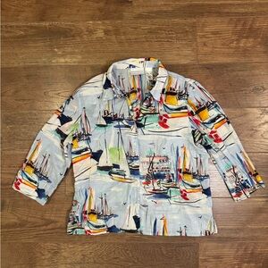 Alfred Dunner Multicolor Coastal Nautical Print Blouse